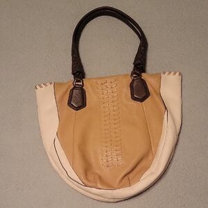 orYANY Tan and Cream Shoulder Bag with Decorative Detailing